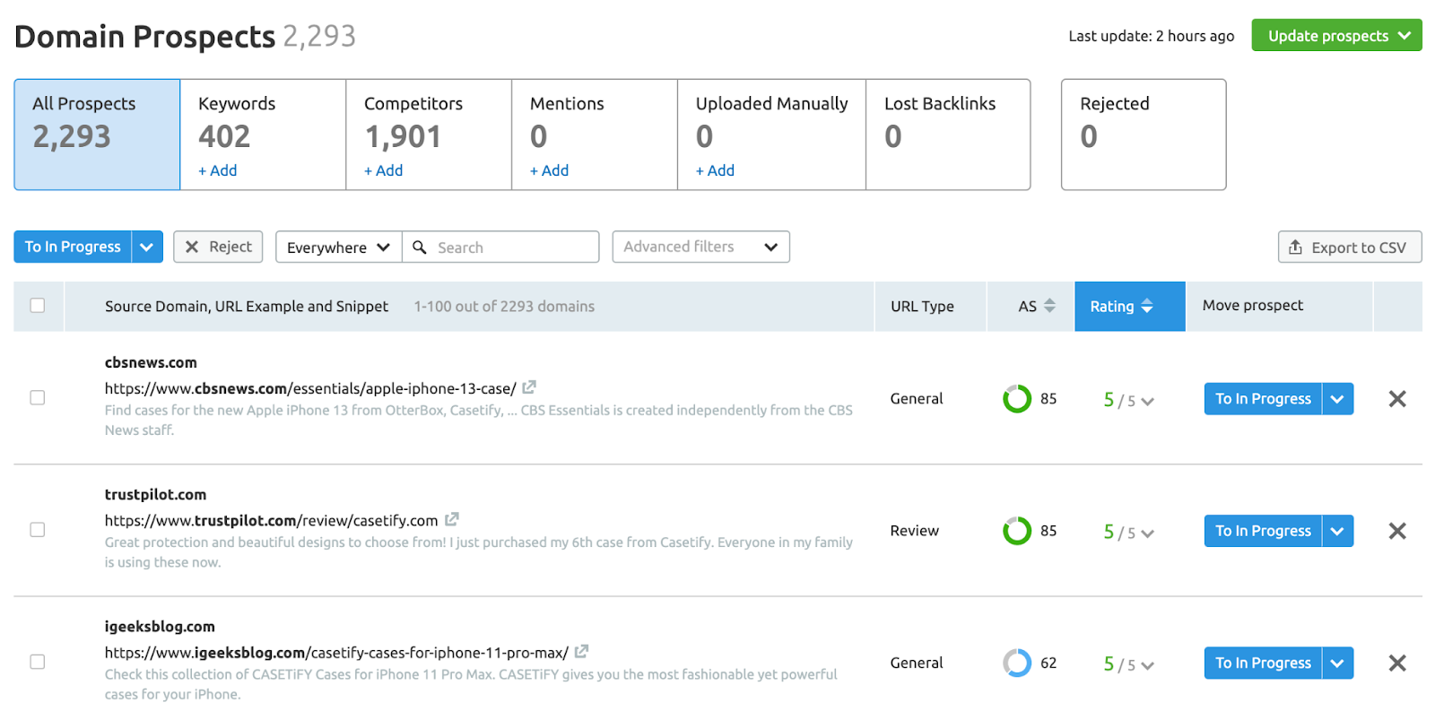 Semrush 链接构建工具