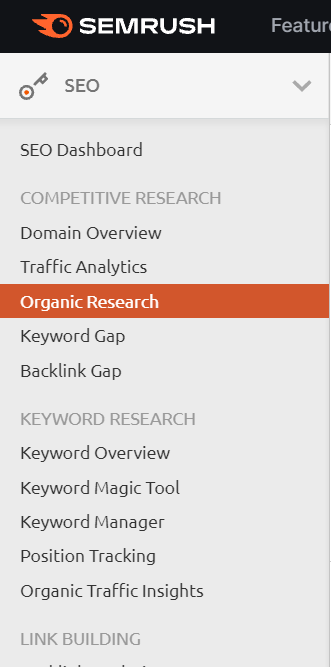 semrush 如何查看其他网站关键字