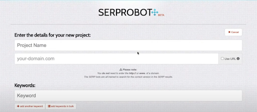 serprobot中的关键字排名检查