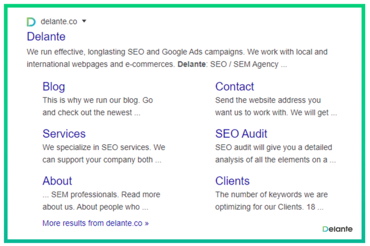 页面上的 seo 清单片段示例