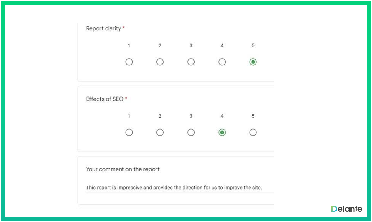 来自客户的 seo 报告反馈