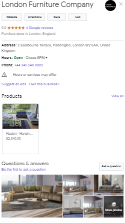 Google 我的商家信息示例