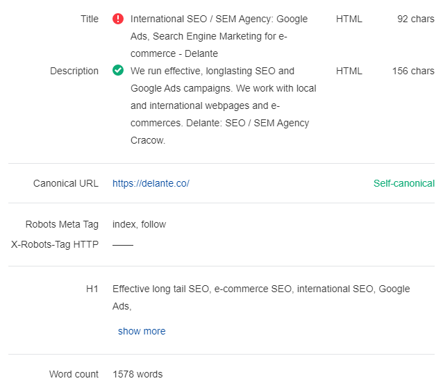 Ahrefs - 用于 SEO 的 Chrome 扩展 - 屏幕截图显示了该工具中的页面属性