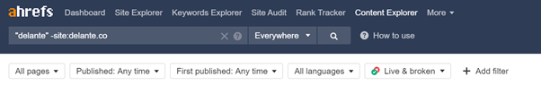Ahrefs 内容管理器 - 仪表板的屏幕截图