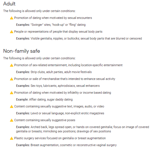 色情内容 google 广告政策
