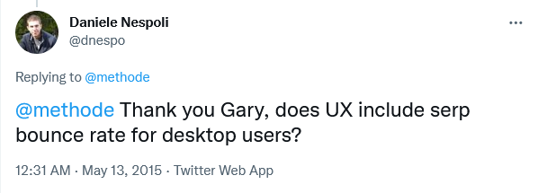 @methode 谢谢 Gary，UX 是否包括桌面用户的 SERP 跳出率？
